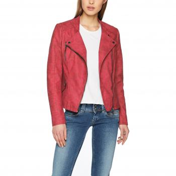 ONLY Onlava Faux Leather Biker Jacket, Rosa, Talla 38 Mujer