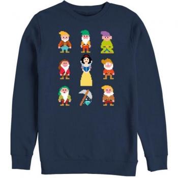 Navy Disney Snow White Sweatshirt with Pixel Dwarf Design (S-3XL)