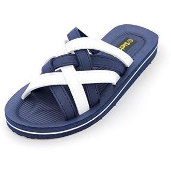 Badepantolette SIEBI`S, Gr. 40, blau (marine, weiß), Synthetik, sportlich, Schuhe Pantolette