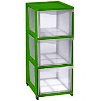 Tontarelli Scaffale con 63 cm di altezza, verde e a 3 ripiani con struttura salvaprezio in plastica