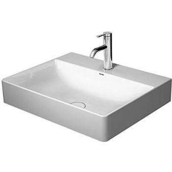 Duravit DuraSquare 60x47 cm Waschtisch ohne Hahnloch, weiß mit Wondergliss