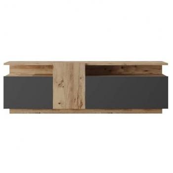 Mueble de TV Rebecca 46,5x150x29,5 Tablero de partículas Roble Claro Gris Oscuro
