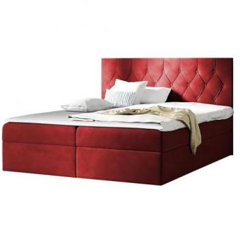 Cama continental Baltimore 159, 120x200 cm, rojo, con somieres y tapiz, 127x208x103 cm