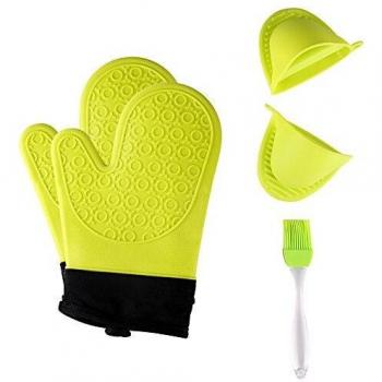 Gants de Cuisine en Silicone avec Brosse et Dessous de Plat Jonhen