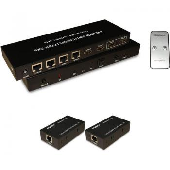 Splitter 2x6 HDMI + 4 RJ45 per estensione di cavo