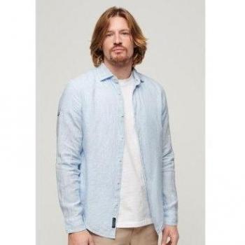 Chemise Décontractée Superdry Homme en Lin XL Bleu Clair