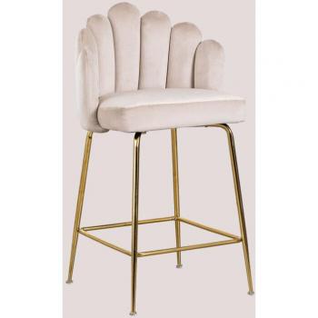 Bequemer Samt-Barhocker in Beige