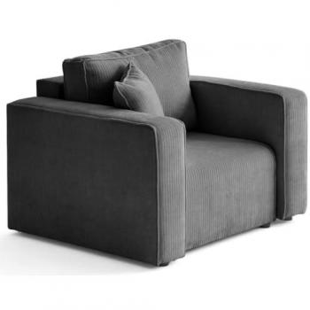 Bestmobilier – Fauteuil Topaze Velours Côtelé Plat Gris