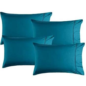 AquaTeal Velvet Microfiber Pillowcases with Envelope Clip – 4x