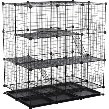 Pawhut 3 Level Diy Pet Playpen Metal Small Animal Cage Guinea Pig Rabbit Ferret Chinchillas Cage