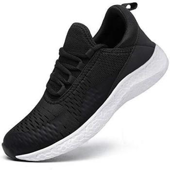 KOUDYEN Basket Femme Homme Chaussures de Sport Lacets Fitness Confortable Basses Basquettes Chaussure Running D Noir
