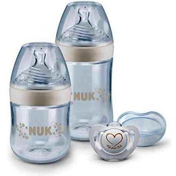 NUK Nature Sense Komplettset für Babys – 2 Flaschen, 1 Genius‑Schnuller, 1 durchsichtiges Cover (BPA‑frei)