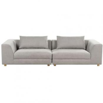 Freistehendes Sofa Hellgrau mit Stoffbezug und Holzfüßen