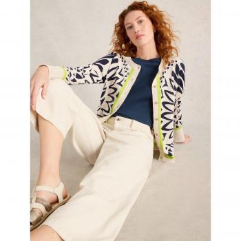 Coton Bio 100 % : Cardigan Blanc imprimé LuluEU