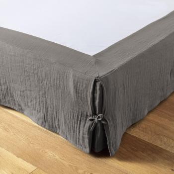 Cache sommier 90x190 cm Gaze de coton Granit Foncé