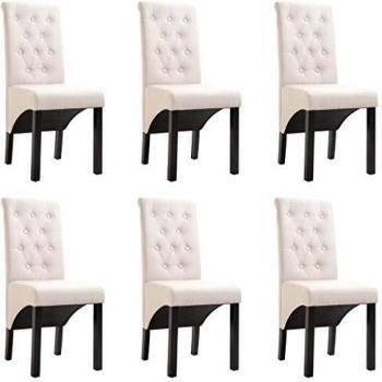 Sillas de Comedor 6 Unidades en Tela Crema