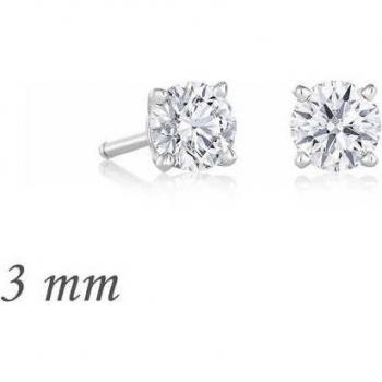 Silver 3mm Solitaire Zircon Earrings