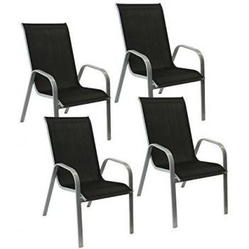Chaises de jardin Marbella en textilène noir