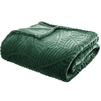 Plaid Atmosphera vert 220x240 cm motif feuille