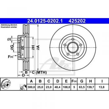 Disque de frein avant ventilé hautement carbonisé ATE 24.0125-0202.1