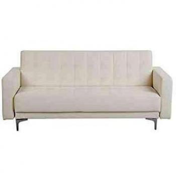 Kunstleder Sofa 3-Sitzer Weiß mit Schlaffunktion