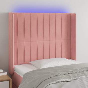 VidaXL Samt Kopfteil Rosa mit LED 83x16x118/128 cm
