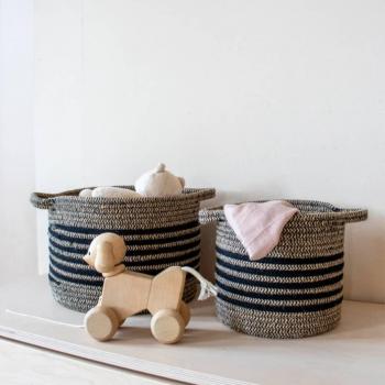 Set van 2 KidsDepot Eran Katoenen Manden Zwart