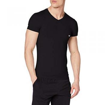Emporio Armani Herren T-Shirt Schwarz Baumwolle Unifarben Komfort