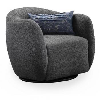 Fauteuil Moderne Pivotant en Simili Peau de Mouton Gris