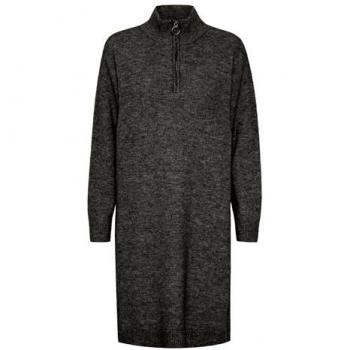 Fransa Damen Strickkleid FRSANNY DR 3 mit Troyerkragen in Charcoal Melange, Größe L