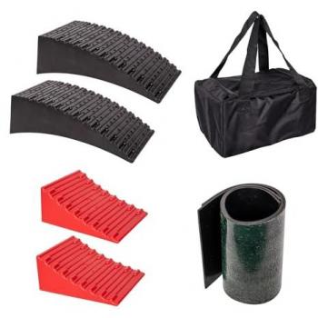 Heavy Duty RV Leveling Blocks Set of 2 Red & Black 32cm x 6cm with Carry Case