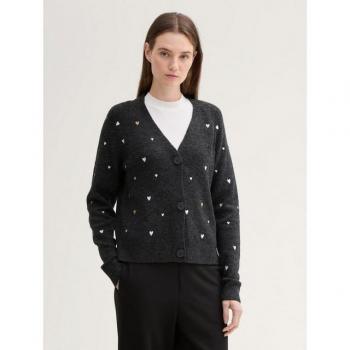 Tom Tailor Denim Herz-Print Strickjacke