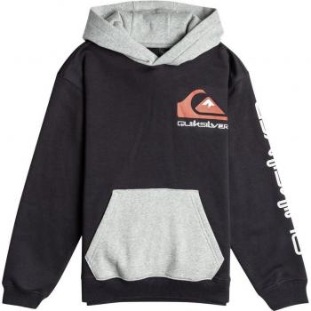 Sudadera con capucha Quiksilver Omni Logo negro gris naranja niño