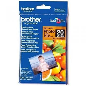 Papel Foto Brillante Brother LBP71GP20 (20 hojas) – DCP 165C, DCP 195C, DCP 375CW, CW 385C MFC, CN 295C