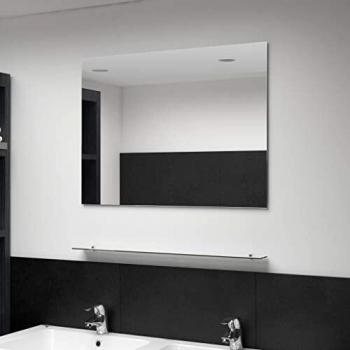 Vidaxl's Wall Mirror with Shelf, Measuring 80x60 cm and Made of Tempered Glass