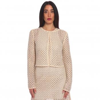 Giacca Twinset Rete con Strass Sabbia