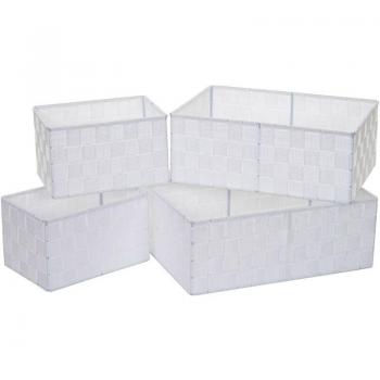 Cesta Deco HEGELE HHG-260, Juego de 4 Cestas, Color Blanco
