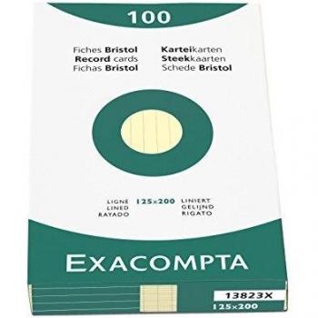 Étui de 100 Fiches Jaunes Exacompta 12,5 x 20 cm Ligné
