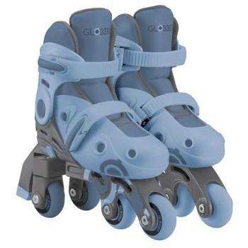 Roller enfant Globber Evolutif 2‑en‑1, Taille 30‑33, Bleu cendré
