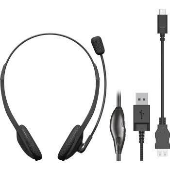 Elecom HS‑HP22UCBK: Micrófono techo, cable USB, tipo C, binaural negro