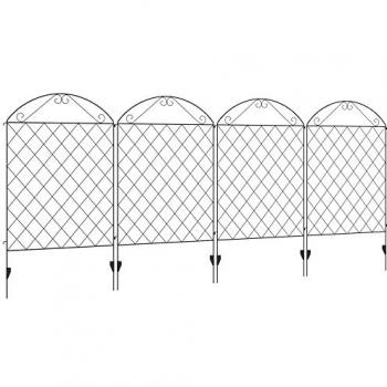 Vallas de Jardín Negro Outsunny – Sistema de 4 Paneles Ajustables