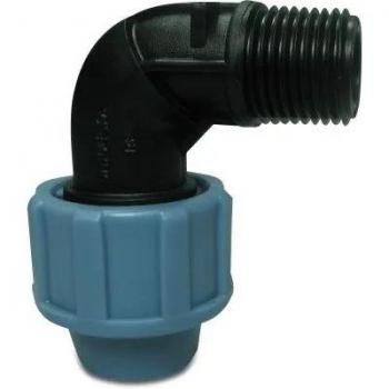 Coude mâle 63 mm polypropylène 90° à serrer