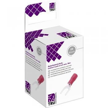 5-teiliges Set Tru Components Gabelkabelschuhe 0.5 mm²-1.5 mm², Teilisoliert, Rot