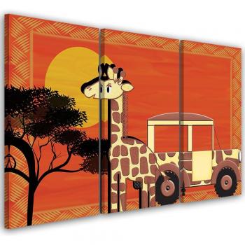 Safari Giraffe Landscape – 60x40 Orange Canvas