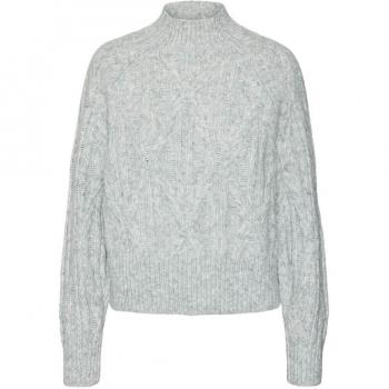 Pull bleu col montant avec volants S