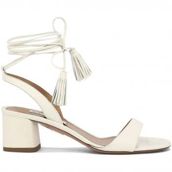 Women's Nappa Leather Alu 50 Sandals in White by Aquazzura