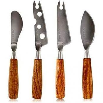 Boska Oak Wood Handle Cheese Knives Set with 4 Pieces and Lifetime Warranty
