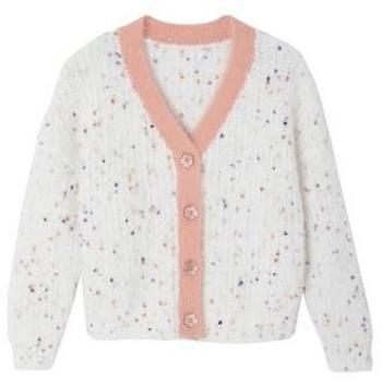 Gilet fille en maille multicolore