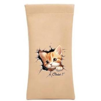 Housse de protection lunettes crème chat chalut