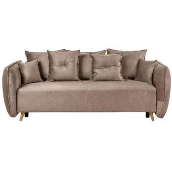 Convertible Brown Velvet Sofa Bed with Storage and Removable Cushions